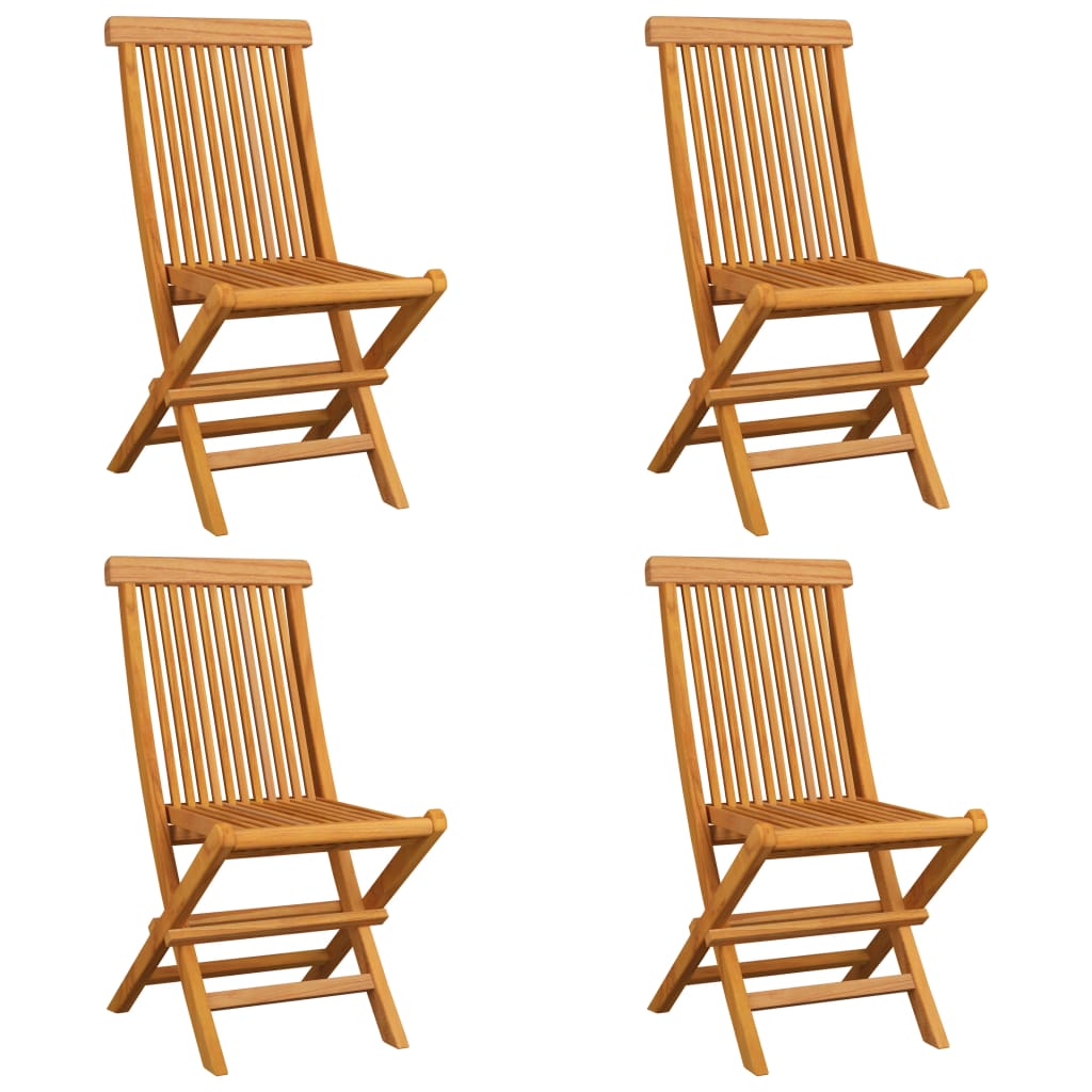 Garden chairs with black cushions 4 pcs. Solid teak wood