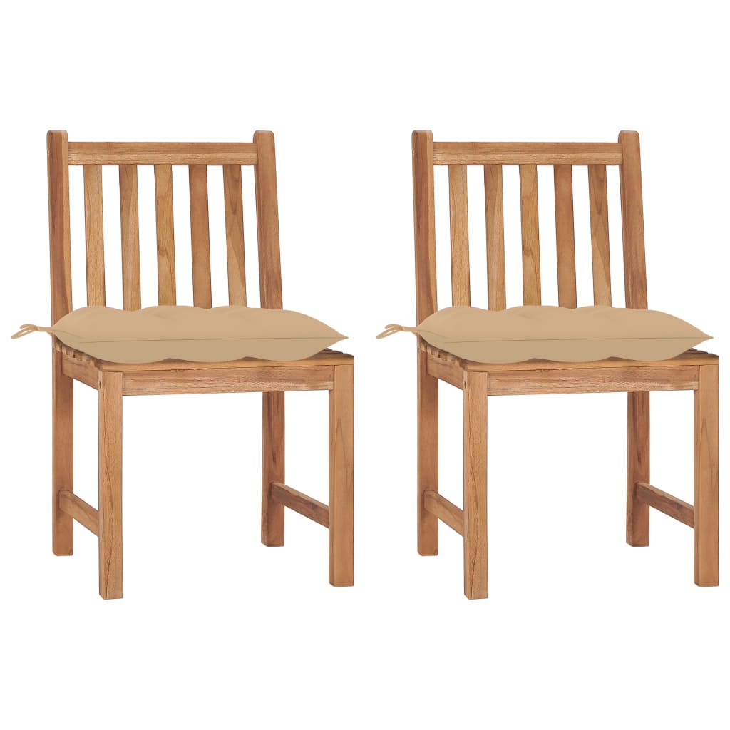 Garden chairs 2 pcs. with cushions solid teak wood