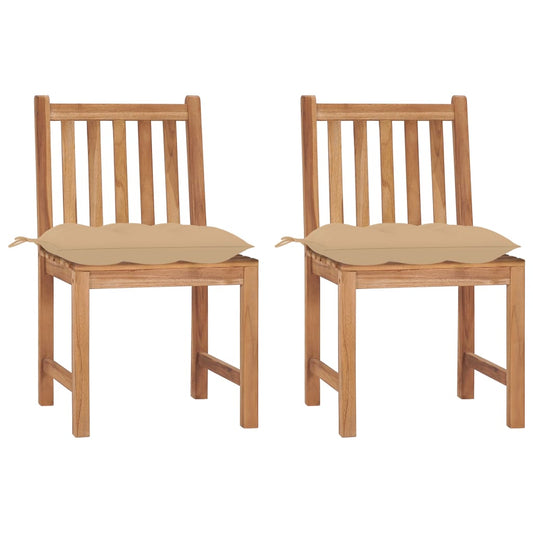 Garden chairs 2 pcs. with cushions solid teak wood