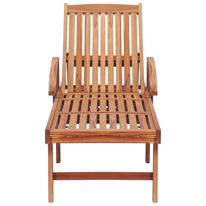 Sun lounger with cushion cream solid wood teak