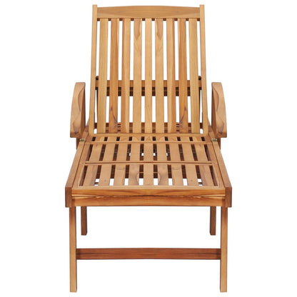 Sun lounger with table and cushion solid teak wood