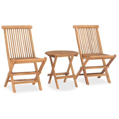 3-piece garden dining set with cushions, foldable, solid teak wood