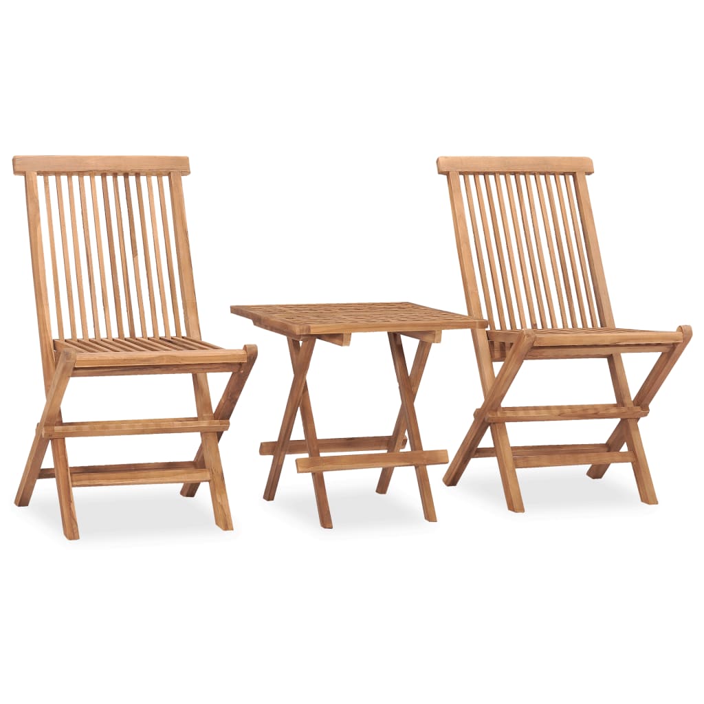 3-piece garden dining set with cushions, foldable, solid teak wood