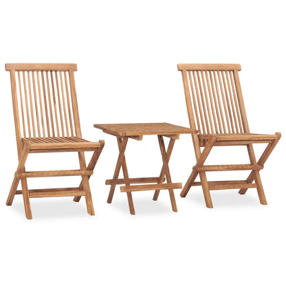 3-piece garden dining set with cushions, foldable, solid teak wood