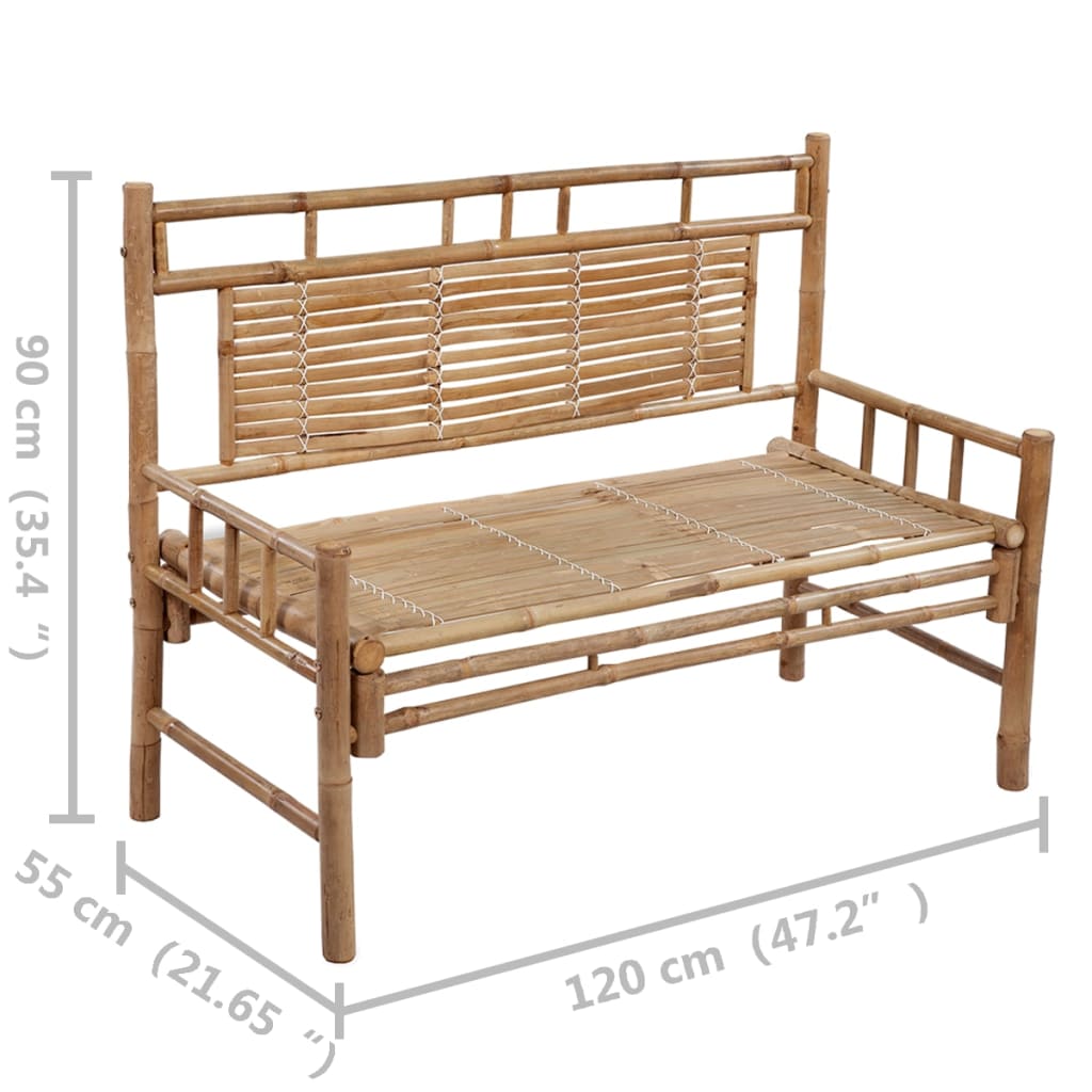 Vrtna klupa s jastukom 120 cm bambus