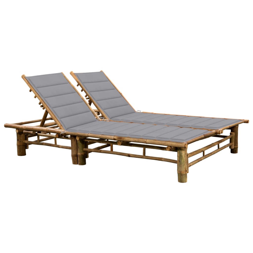 2-person sun lounger with bamboo cushions