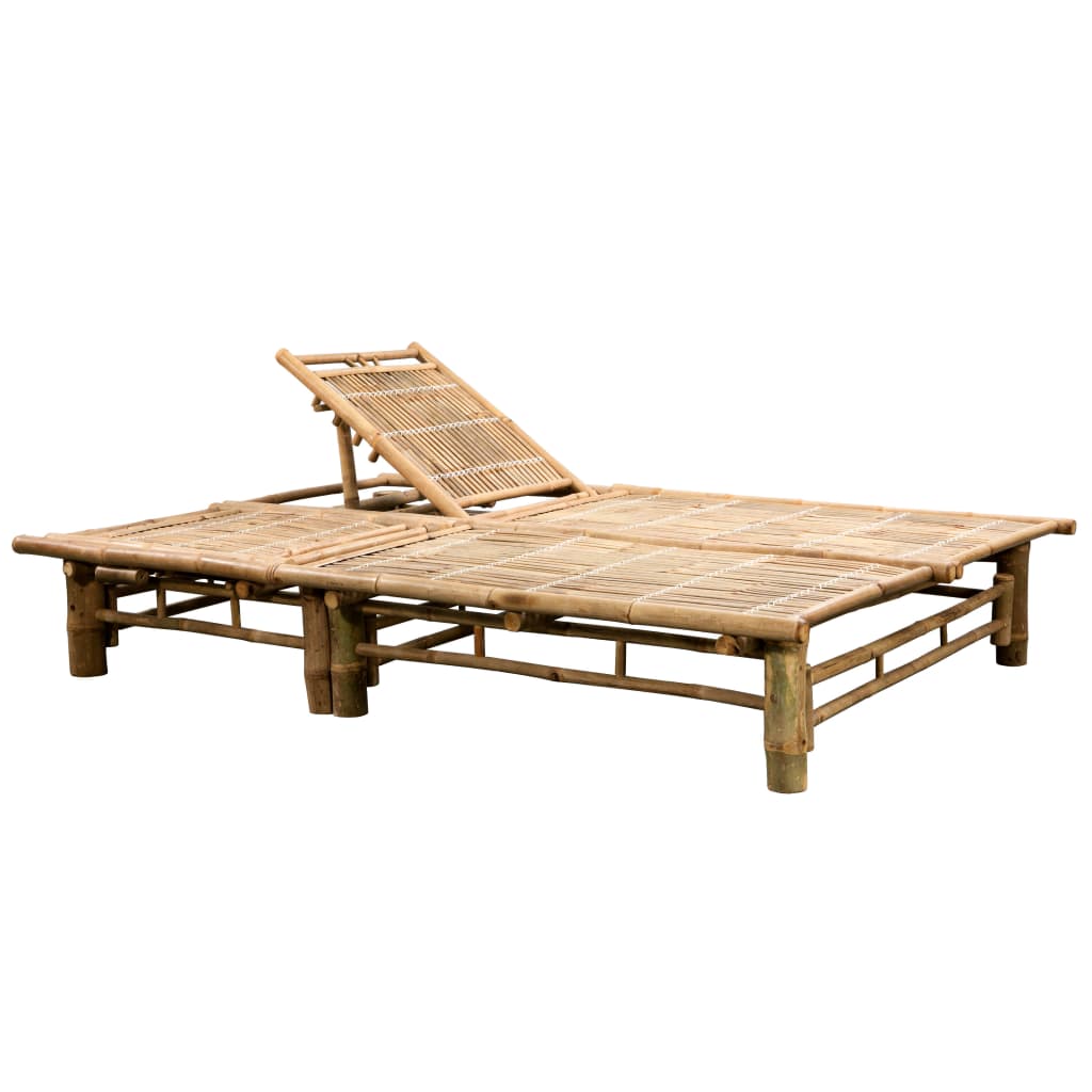 2-person sun lounger with bamboo cushions