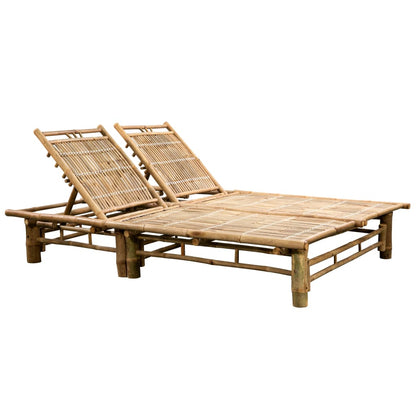 2-person sun lounger with bamboo cushions