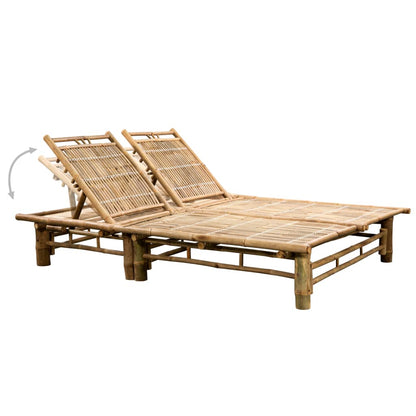 2-person sun lounger with bamboo cushions