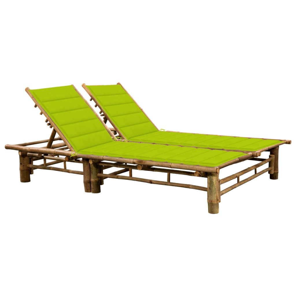 2-person sun lounger with bamboo cushions