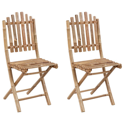 Folding garden chairs 2 pcs. with cushion bamboo