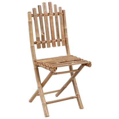 Folding garden chairs 2 pcs. with cushion bamboo