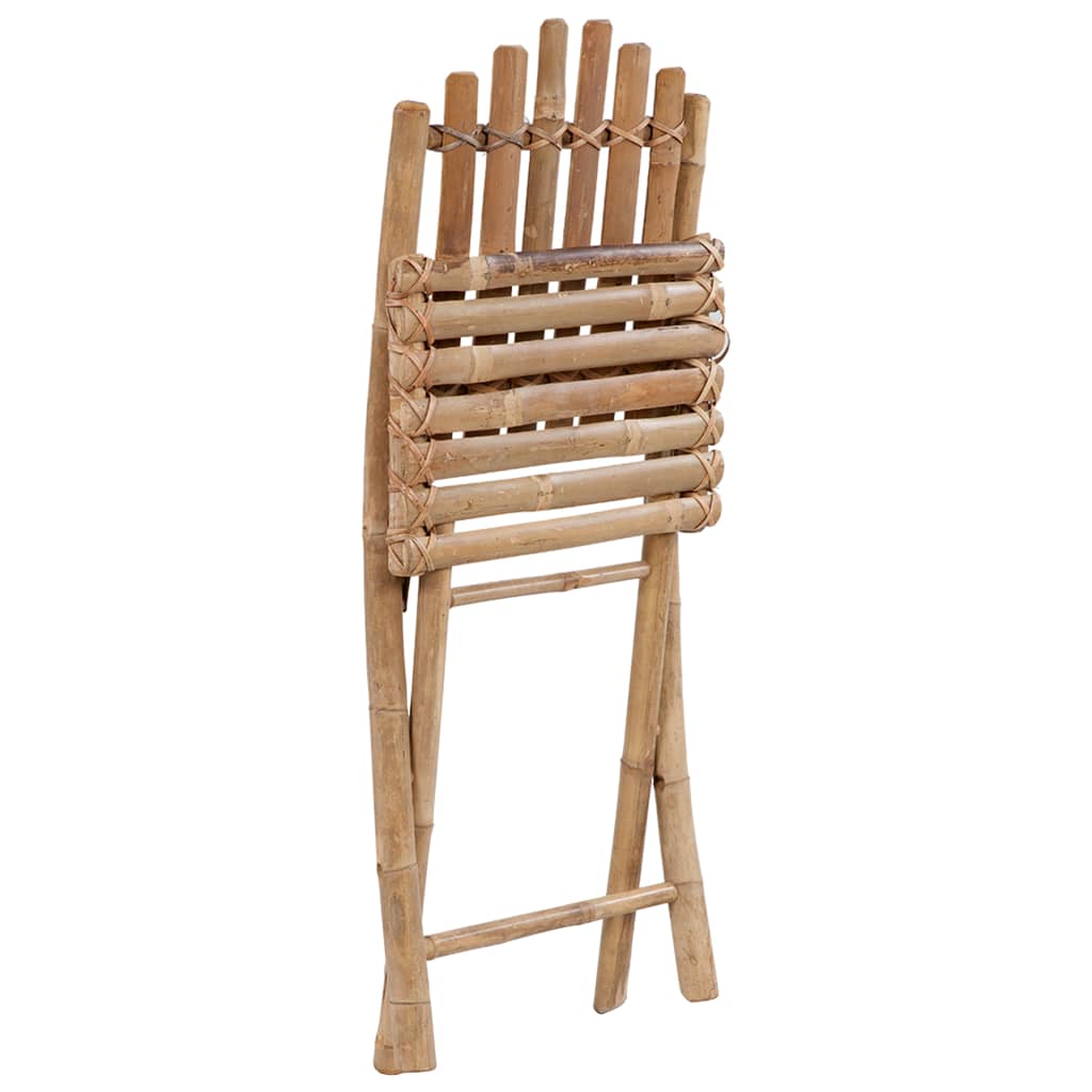 Folding garden chairs 2 pcs. with cushion bamboo