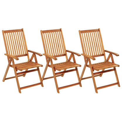 Folding garden chairs 3 pcs. with cushions solid wood acacia