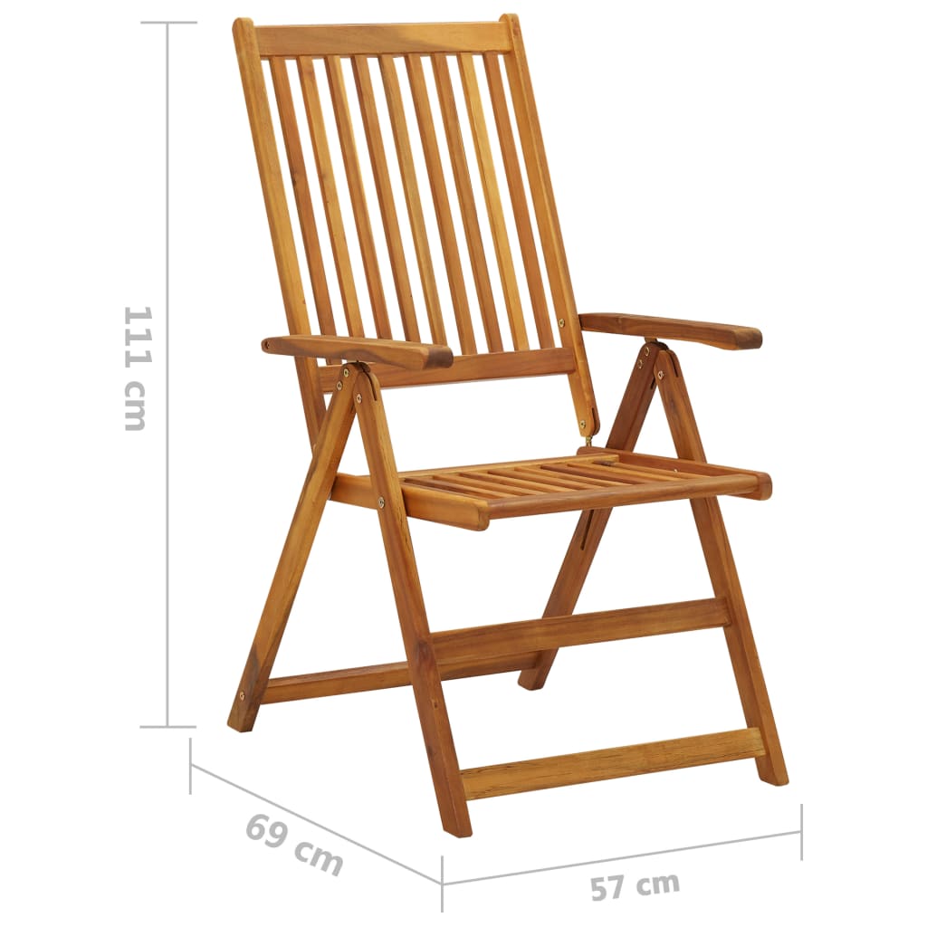 Folding garden chairs 3 pcs. with cushions solid wood acacia