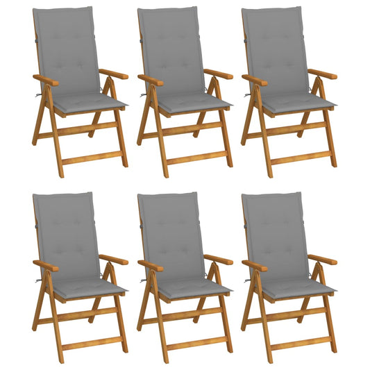 Folding garden chairs 6 pcs with cushions solid wood acacia