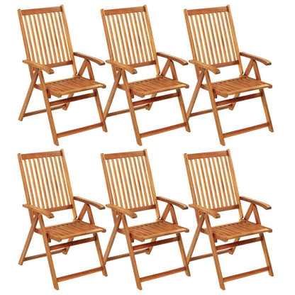 Folding garden chairs 6 pcs with cushions solid wood acacia