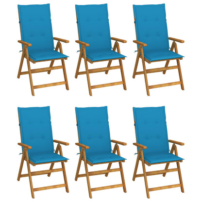 Folding garden chairs 6 pcs with cushions solid wood acacia