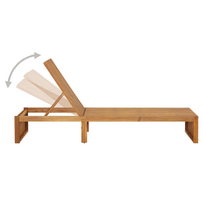 Sun lounger with cushion made of solid acacia wood