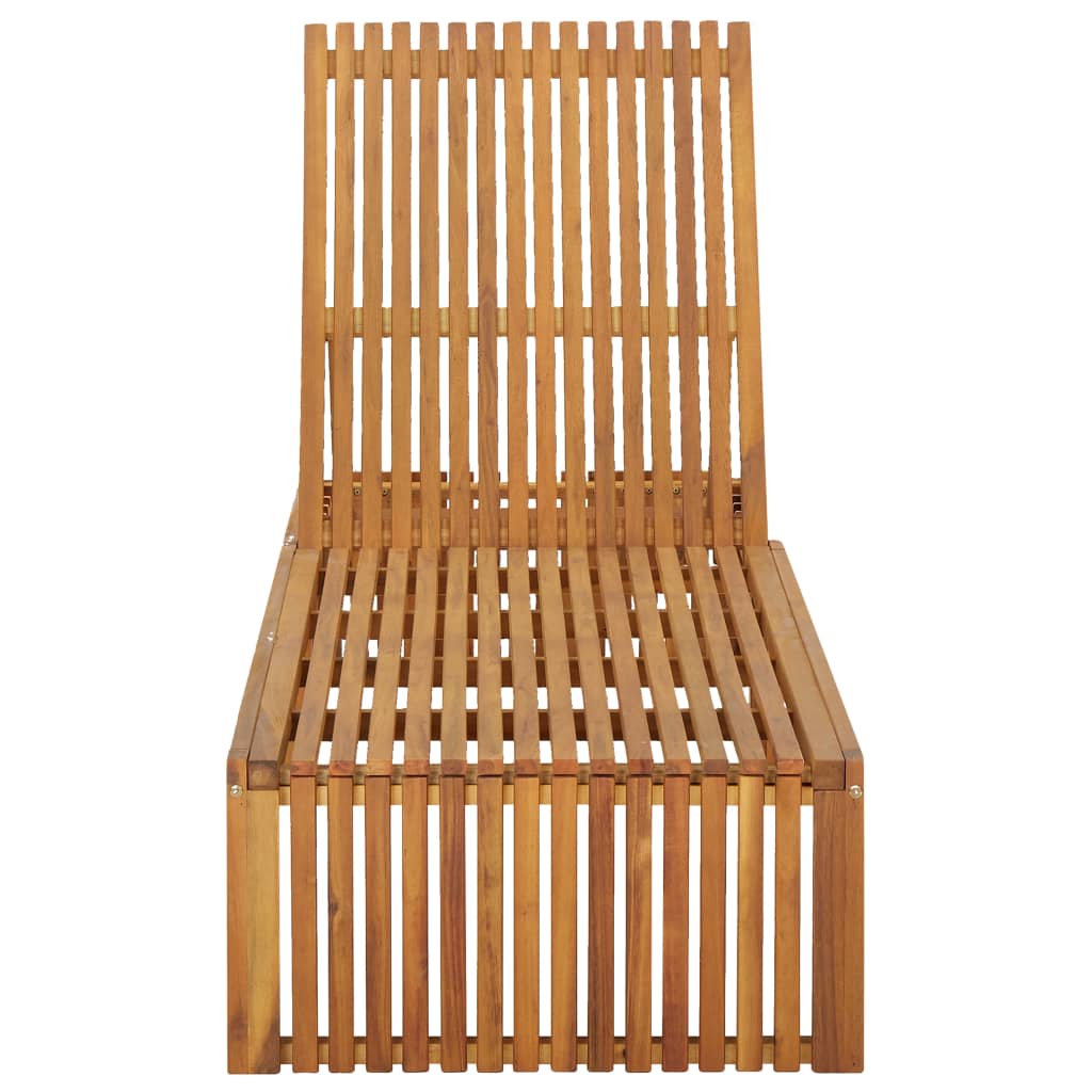 Sun lounger with cushion made of solid acacia wood