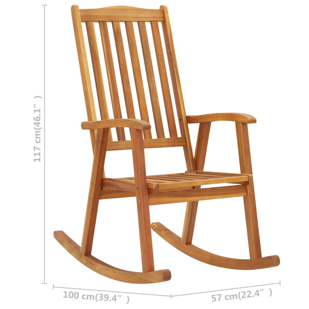 Rocking chair with cushions solid acacia wood