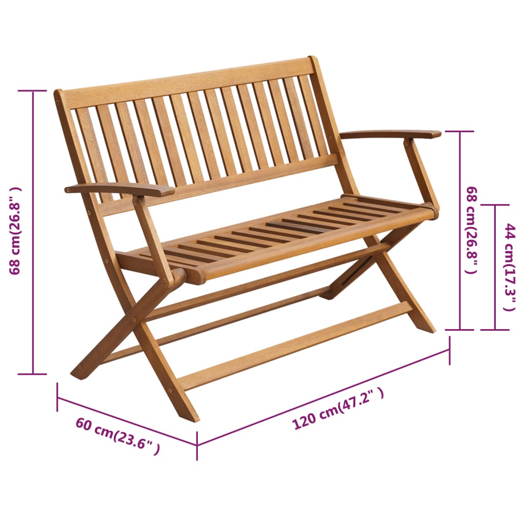 Gartenbank mit Auflage 120 cm Massivholz Akazie