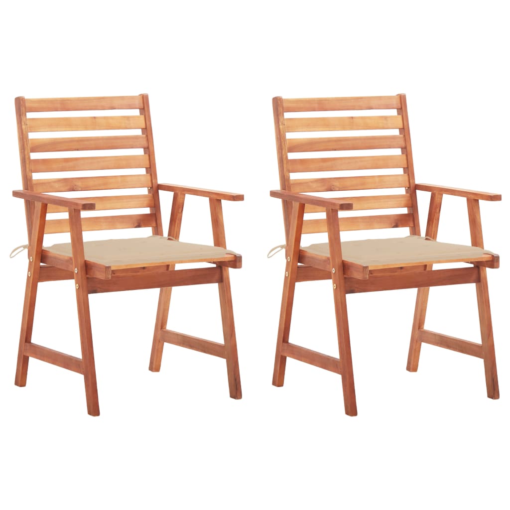 Garden dining chairs 2 pcs with cushions solid wood acacia