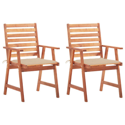 Garden dining chairs 2 pcs with cushions solid wood acacia