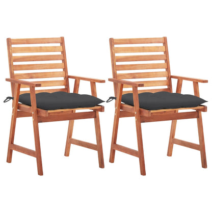 Garden dining chairs 2 pcs with cushions solid wood acacia