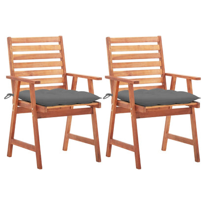 Garden dining chairs 2 pcs with cushions solid wood acacia