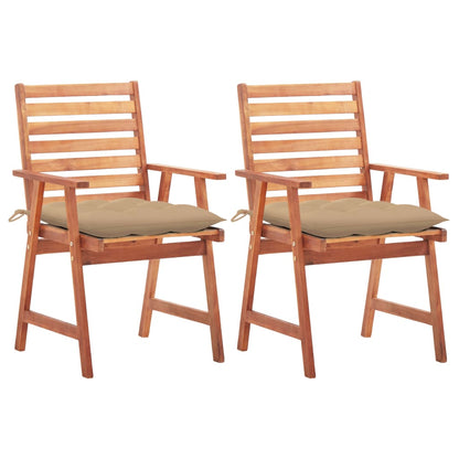 Garden dining chairs 2 pcs with cushions solid wood acacia