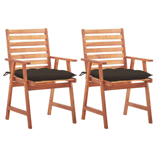 Garden dining chairs 2 pcs with cushions solid wood acacia