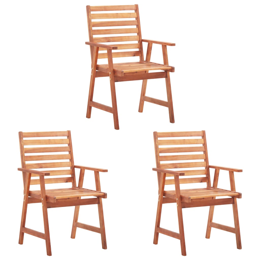 Garden dining chairs 3 pcs with cushions solid wood acacia