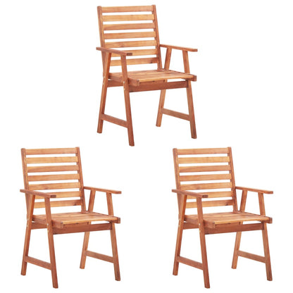 Garden dining chairs 3 pcs with cushions solid wood acacia