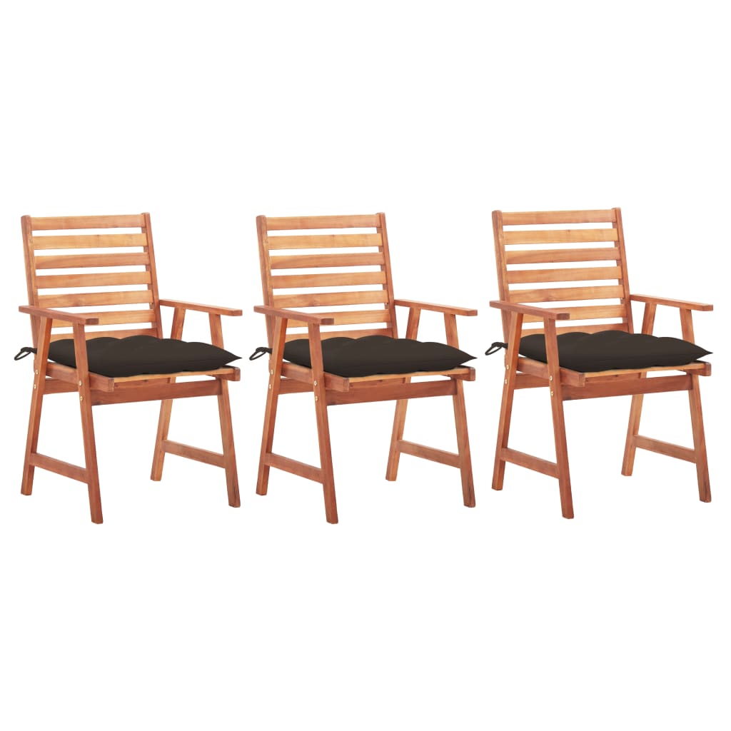 Garden dining chairs 3 pcs with cushions solid wood acacia