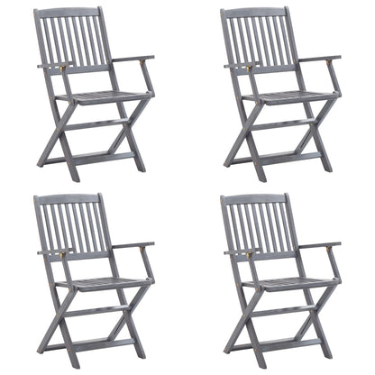 Folding garden chairs 4 pcs with seat cushions solid wood acacia