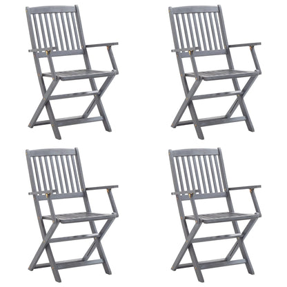 Folding garden chairs 4 pcs with seat cushions solid wood acacia