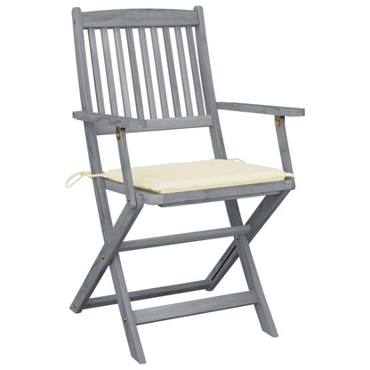 Folding garden chairs 4 pcs with seat cushions solid wood acacia