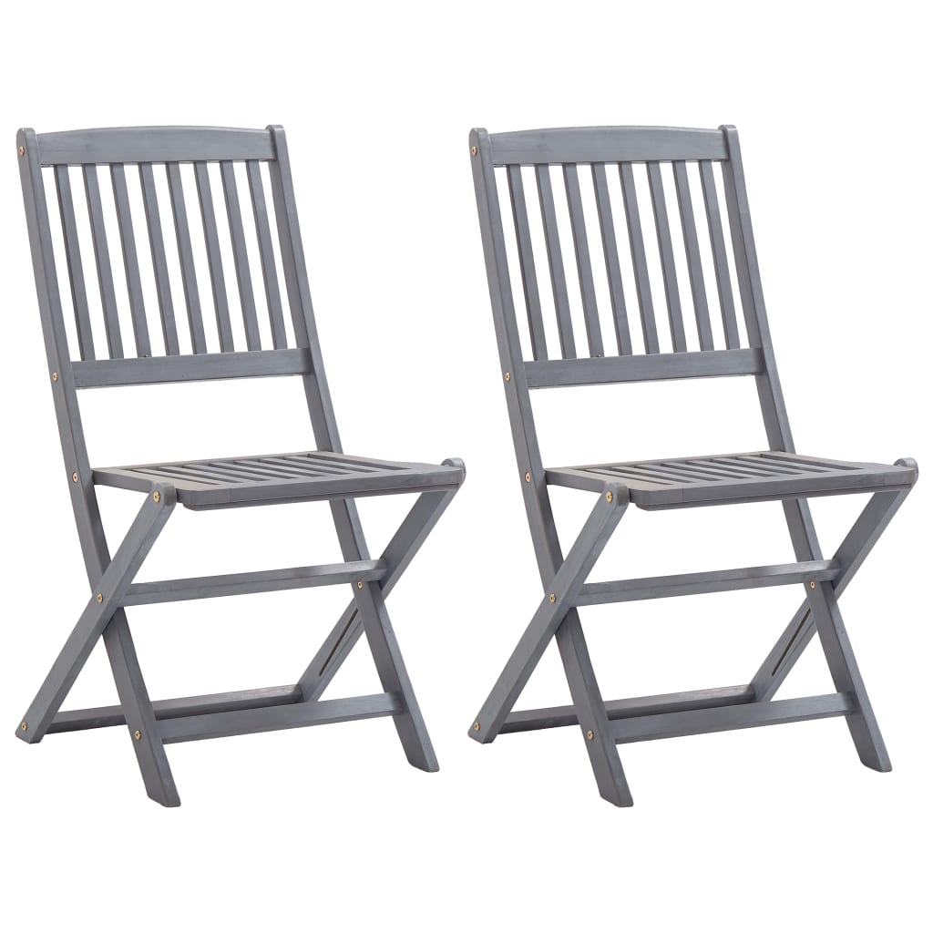 Folding garden chairs 2 pcs. with cushions solid wood acacia