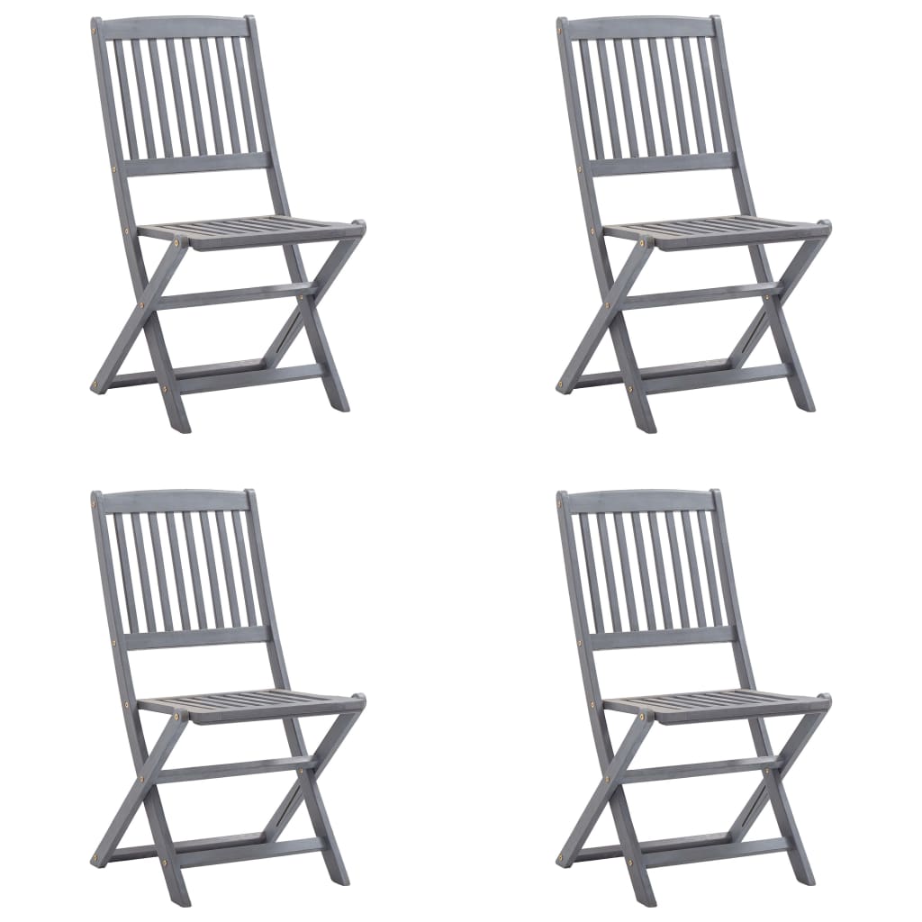 Folding garden chairs 4 pcs with cushions solid wood acacia