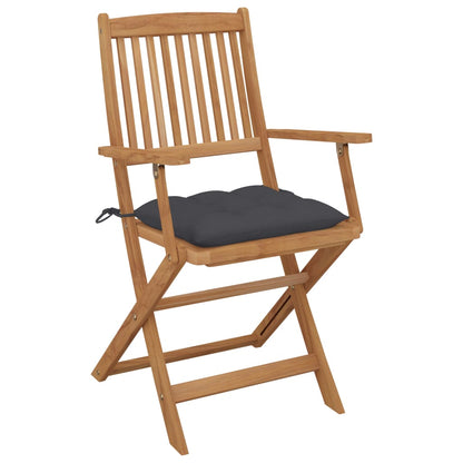 Folding garden chairs 2 pcs. with cushions solid wood acacia