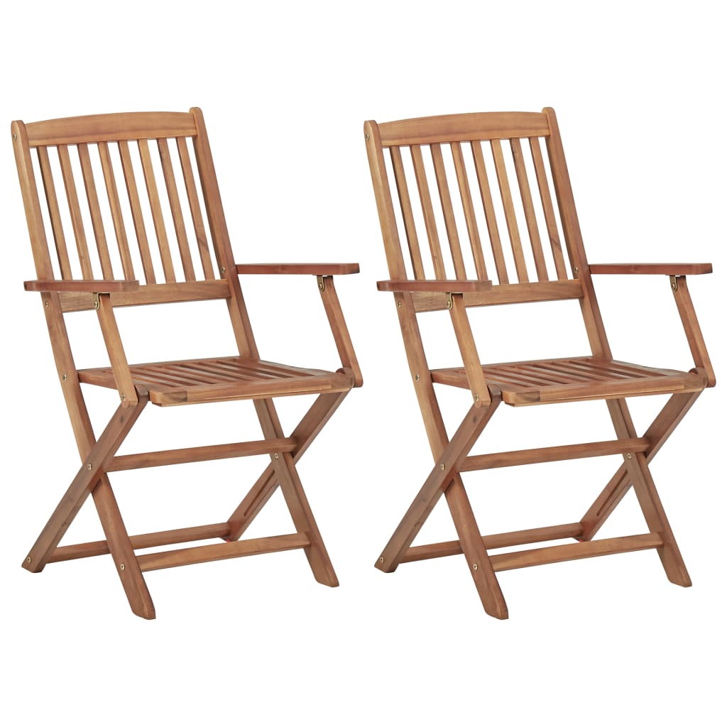 Folding garden chairs 2 pcs. with cushions solid wood acacia