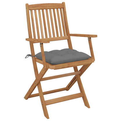 Folding garden chairs 2 pcs. with cushions solid wood acacia