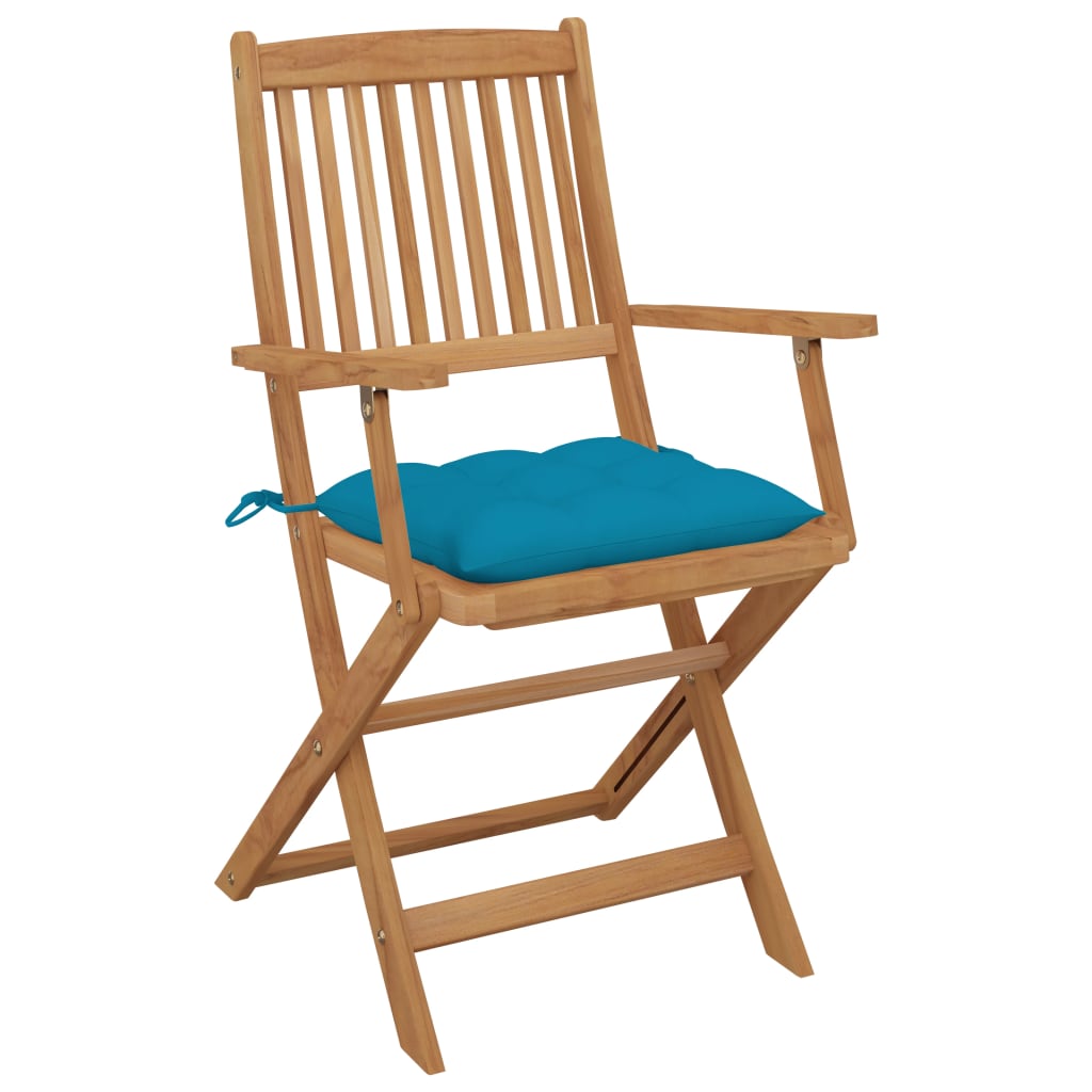 Folding garden chairs 4 pcs with cushions solid wood acacia