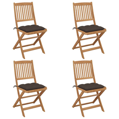 Folding garden chairs 4 pcs with cushions solid wood acacia