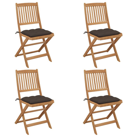 Folding garden chairs 4 pcs with cushions solid wood acacia