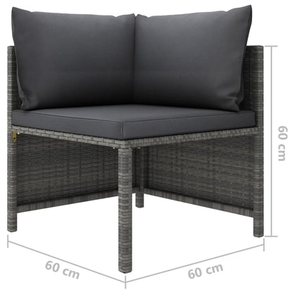 5-tlg. Garten-Lounge-Set mit Kissen Poly Rattan Grau