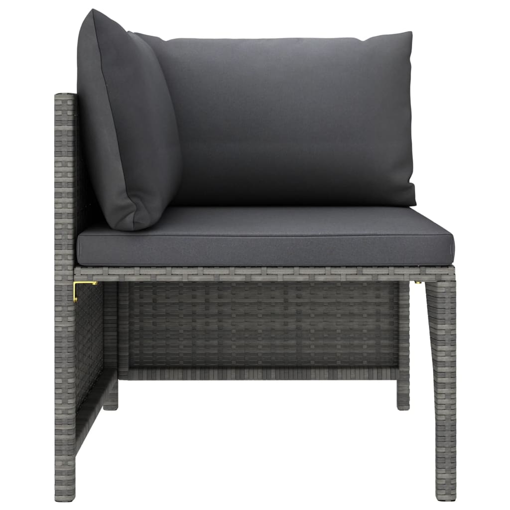 9-piece garden lounge set with cushions poly rattan grey