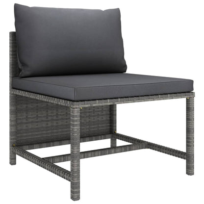 9-piece garden lounge set with cushions poly rattan grey