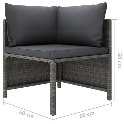 9-piece garden lounge set with cushions poly rattan grey